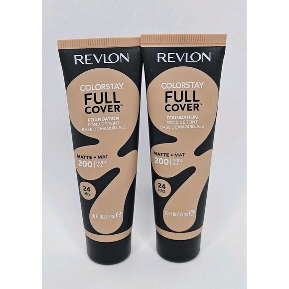 Revlon Colorstay Full Cover Foundation Matte 200 Nude 24 Hrs 1.0 Fl oz Lot of 2 - Picture 1 of 2